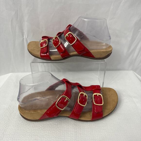 Vionic Misa Sandals Women's Size 9 Red Patent Leather Slides - Picture 6 of 8